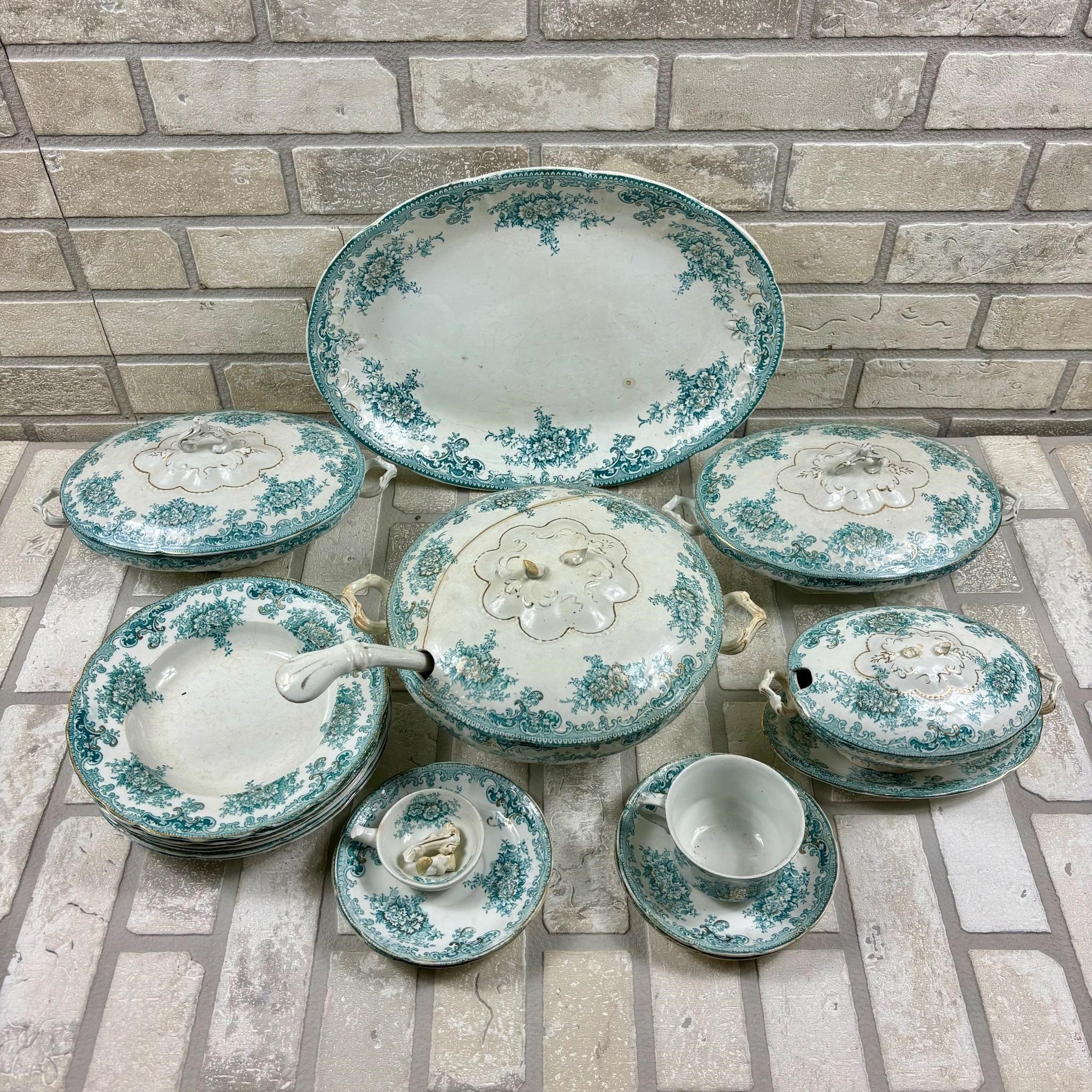 Blue-Green English Dishware, 1880s