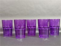 Set of Five Purple Glass Tumblers