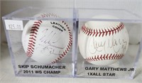 (2) Signed Baseballs in Case - Skip Schumacher &