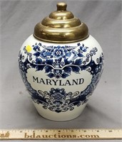 Blue Delft Maryland Porcelain Tobacco Jar