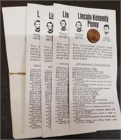 Lot of 20 Lincoln/Kennedy Pennies w/ Fact Sheet