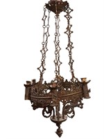French Brass Ecclesiastic Fixture with Flowers