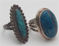 Navajo Turquoise/ Rainbow Calsilica Sterling Rings