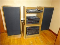 Stereo Electronics in Open Cabinet Unit