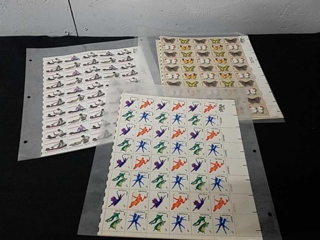 Three sheets of vintage 13 cent stamps
