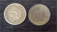 1864 & 1889 Indian Head Pennies