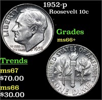 1952-p Roosevelt Dime 10c Grades GEM++ Unc