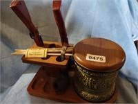 German Humidor & Pipe Stand w/Pipe & (2) Lighters