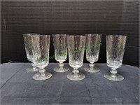 (6) Crystal Etched Bevel Juice Glasses