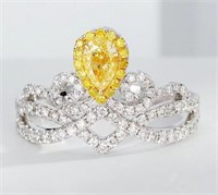 0.4ct Natural Yellow Diamond Ring, 18k gold