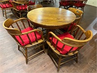 Wood Round 36" Table and 4 Bucket Chairs