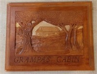 15x13 wood carving.  Grandpa's cabin.
