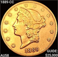 1889-CC $20 Gold Double Eagle CHOICE AU