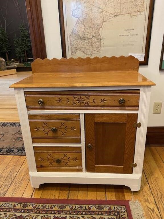 Victorian Eastlake 3 Drawer Stand with door