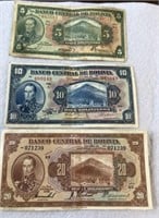 3 Bills, Banco Central De Bolivia 7/20 /1928