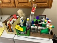 3 flats full of cleaning supplies