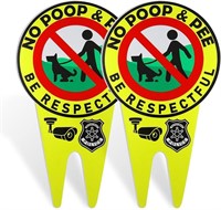 2 Pieces No Pooping Dog Signs with Stake