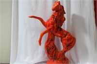 A Ceramic Red Horse Statue