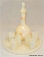 Vintage Carved Onyx Liquor Set