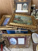 4 pictures w/gold frames