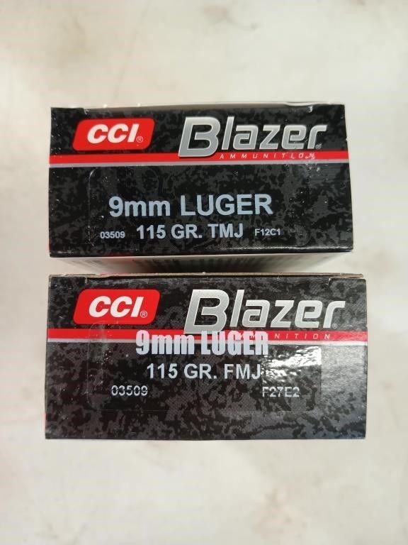 100 rounds 9 mm Luger 115 gr TMJ / FMJ