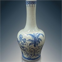 Chinese Blue And White Porcelain Long Necked Vase