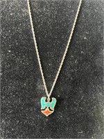 ROPE CHAIN W/ TURQUOISE INLAY PENDANT 16"