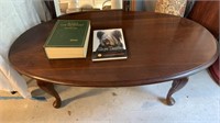 Nice oval cherry coffee table, with Cabriol legs,