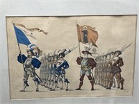 Vintage, Kurich- Glarus Signed Soldiers Framed in