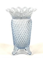 Imperial Katy Blue Opalescent Lace Edge Vase