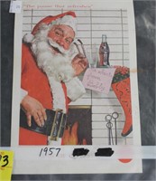 1957 Coca-Cola Santa Advertising Print