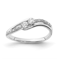 Sterling Silver-  Fancy Curved Diamond Ring