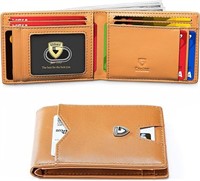 Brown Italian Leather Black Men's Slim Wallet