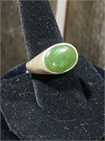 Nephrite Jade Ring Set in .925 Silver - Size 10