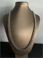 925 Sterling Silver Semi-Paved Curb Chain 24 in