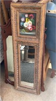 Trumeau Mirror with Oil on Board Flowers