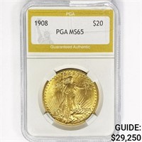 1908 $20 Gold Double Eagle PGA MS65