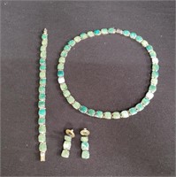 Sterling and green turquoise jewelry set