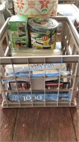 CRATE OF POCKET HOSE, HONEY DISPENSER, LIGHTS,