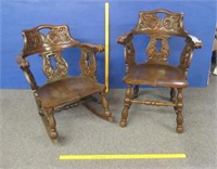 nice antique oak chair & rocker set
