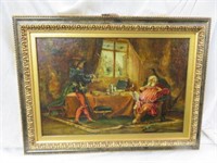 ORNATE FRAMED OIL ON CANVASE "PISTOL AND FALSTAFF"