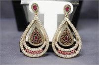 Sterling Earrings w/ Ruby & White Sapphire Stones