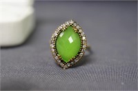 Sterling  Ring With Lime Green Stone