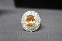 Sterling Ring w/ Citrine & White Sapphire Stones