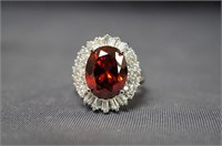 Sterling Ring w/ Garnet & White Sapphire stones