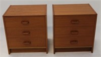 Pair Mid Century 3-Drawer Stands