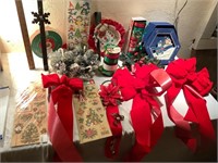 Christmas ribbons, stickers, door hangers