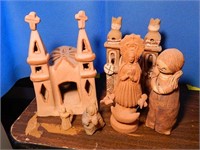 Mexican Pottery Mission & Statues