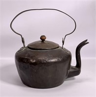 Copper tea kettle, 7/8" wide handle, dovetailed,
