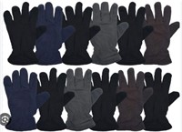 12 Pairs Asst Soft Winter Fleece Gloves, Unisex,